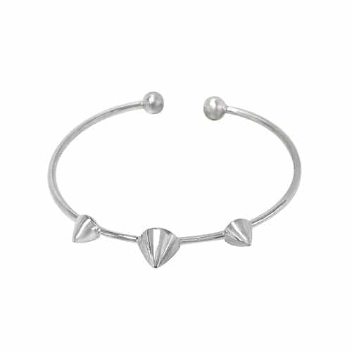Sterling silver, spike bangle with 6mm ball bead, 2mm wire