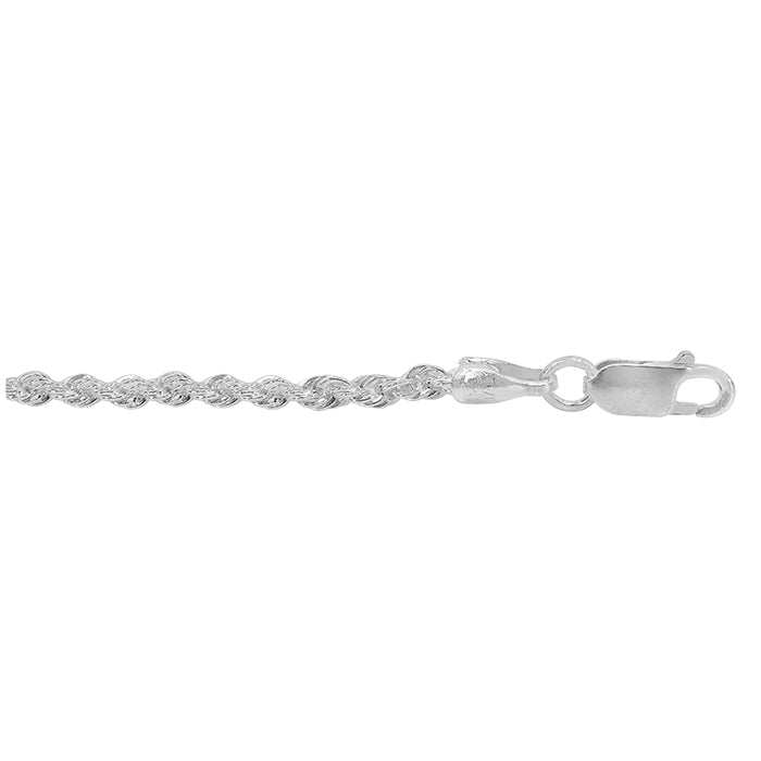 Sterling silver, 2mm silk rope chain.