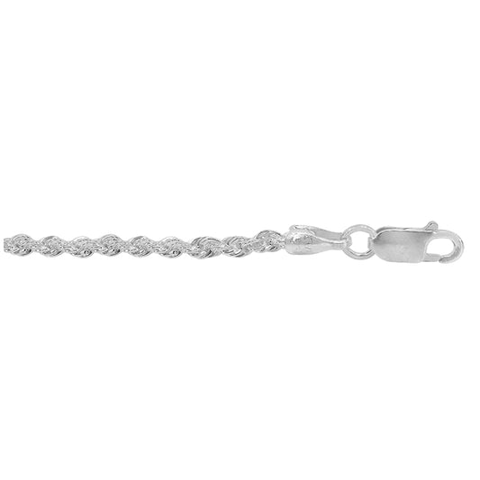 Sterling silver, 2mm silk rope chain.