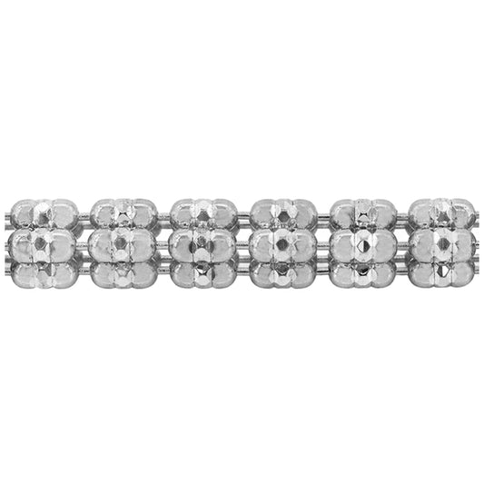Sterling silver with rhodium, diamond cut ice chain with 3 barrel