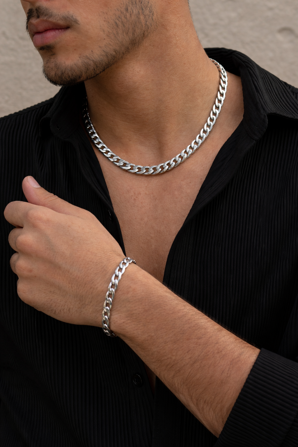 Sterling silver with rhodium Curb Chain