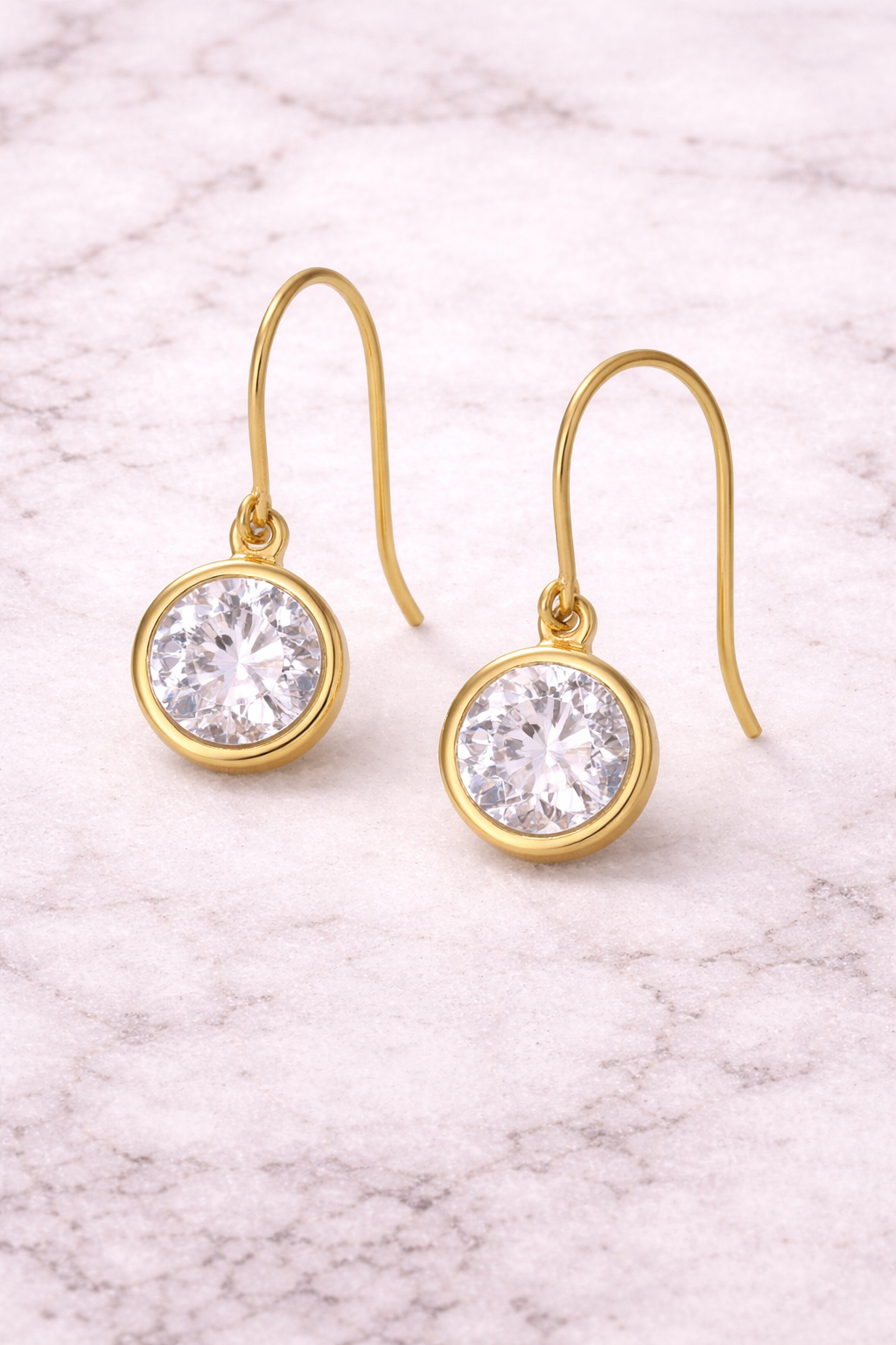 Sterling silver with gold, 15mm cubic zirconia earrings