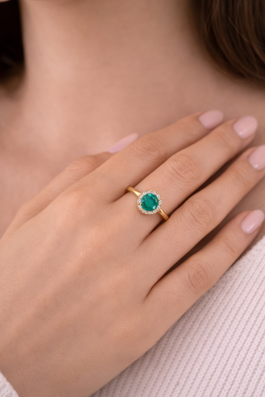 Sterling silver with gold, 4mm dyed jade ring with cubic zirconia, 1.5mm band
