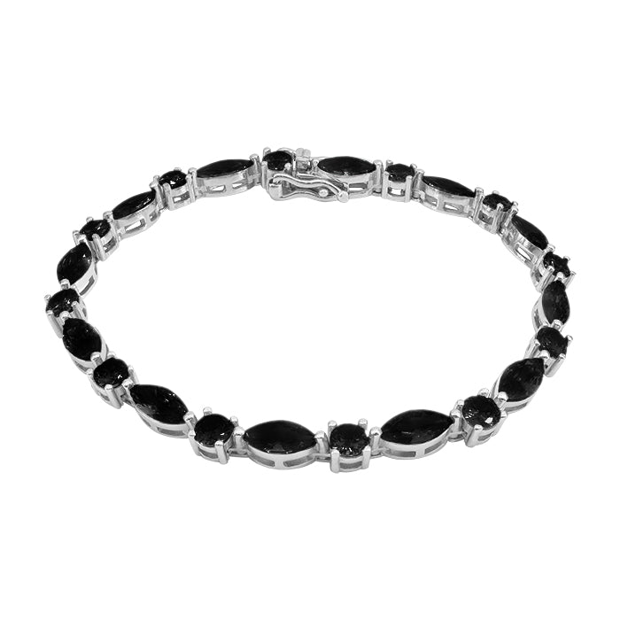 Sterling silver with rhodium, tennis bracelet with cubic zirconia, 4mm width, 7″