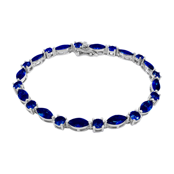 Sterling silver with rhodium, tennis bracelet with cubic zirconia, 4mm width, 7″