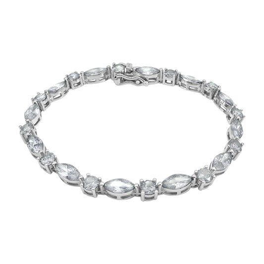 Sterling silver with rhodium, tennis bracelet with cubic zirconia, 4mm width, 7″