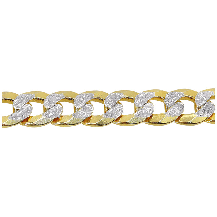 Sterling silver with 2 tone, 6 sides diamond cut pave super flat curb