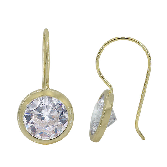 Sterling silver with gold, 15mm cubic zirconia earrings