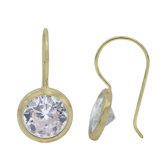 Sterling silver with gold, 15mm cubic zirconia earrings