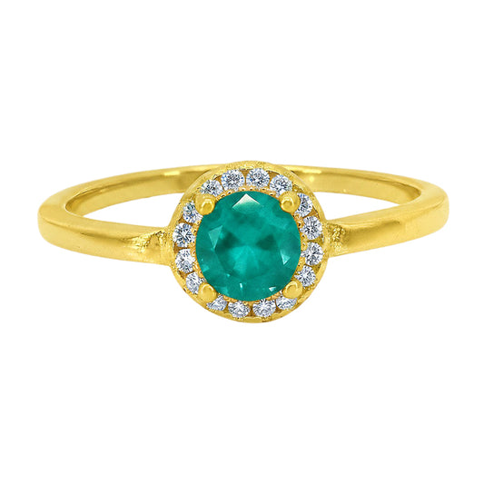 Sterling silver with gold, 4mm dyed jade ring with cubic zirconia, 1.5mm band