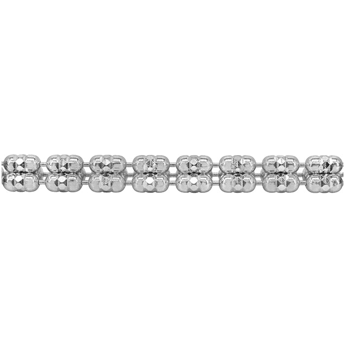 Sterling silver with rhodium, diamond cut ice chain with 3 barrel